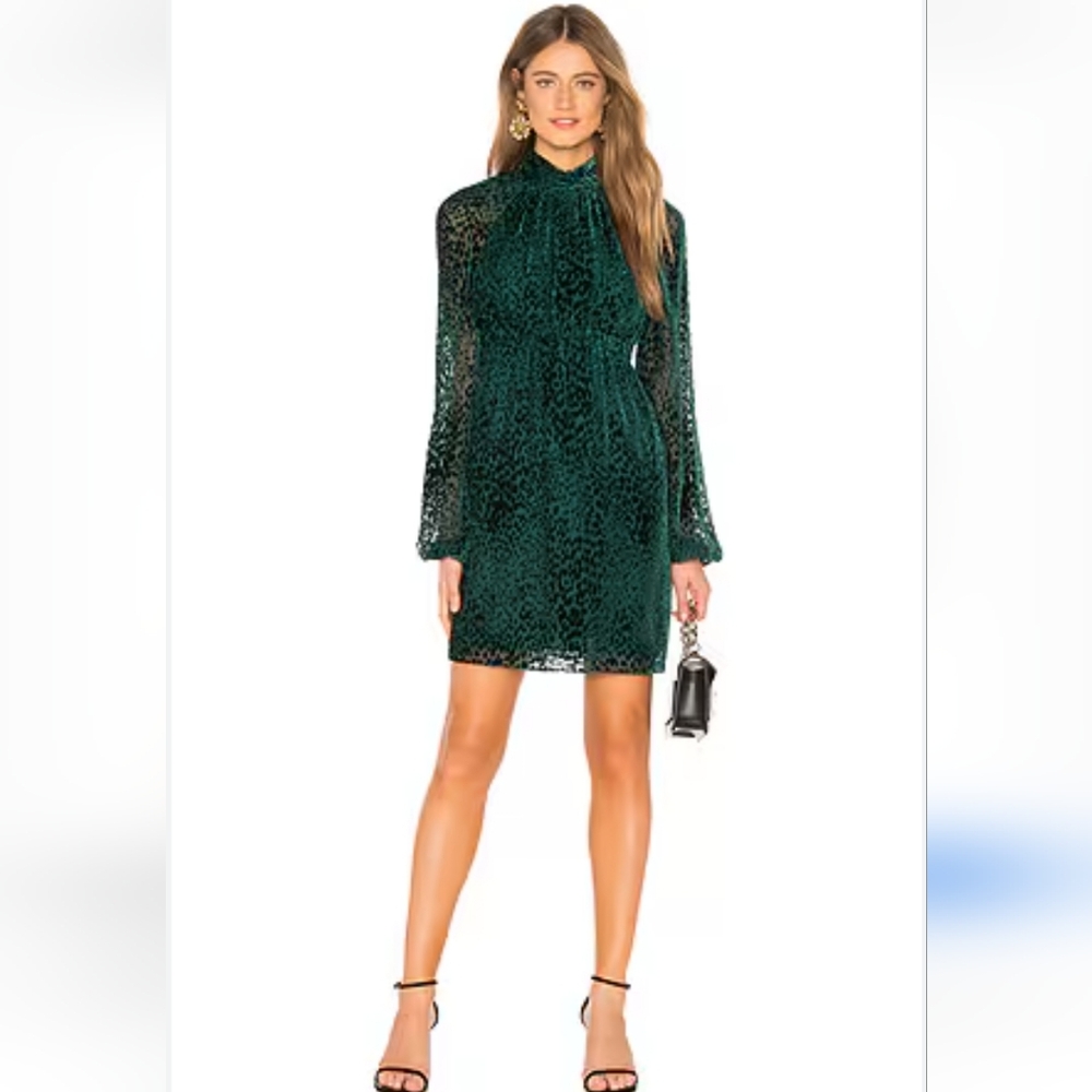 A.L.C. Green Leopard Print Mini Dress